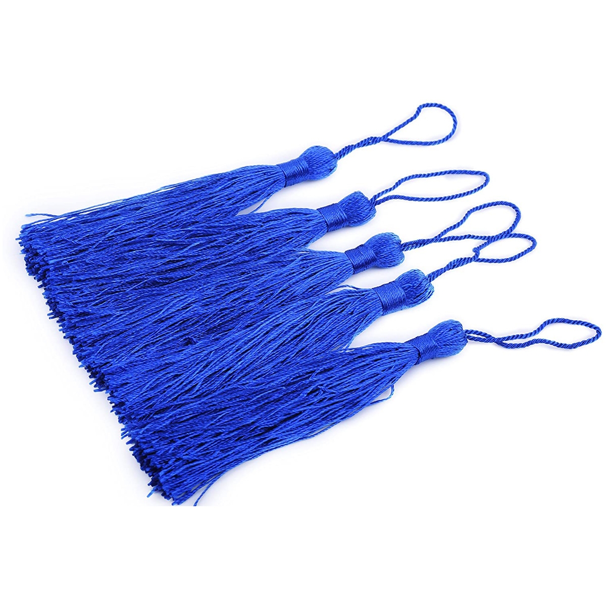 Soft Craft Mini Tassels with Loops for Bookmarks Jewelry Making, Decoration DIY Projects (Royal Blue